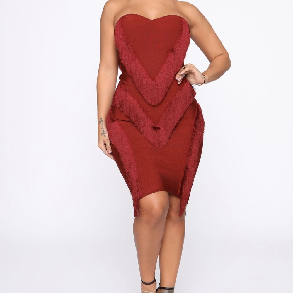 Broken Wings Bandage Mini Dress- burgundy